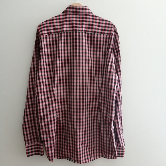 Eton Contemporary Fit Black And Raspberry Red Plaid Button Down Shirt 18 - Picture 3 of 15